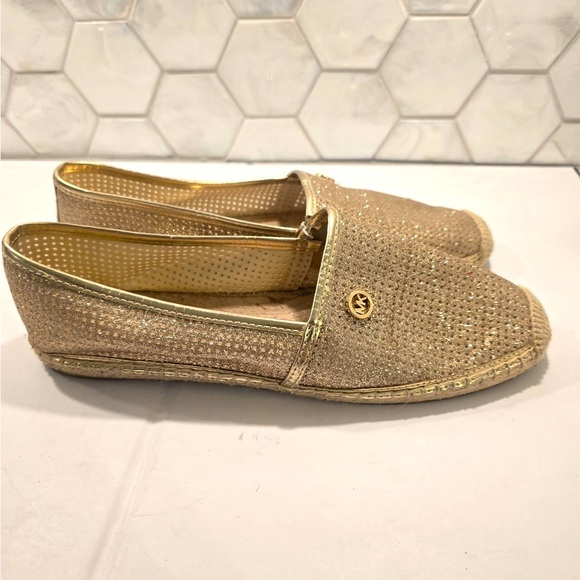 Michael Kors Womans Kendrick Gold Mesh Espadrilles Sz 10 Flats Slip On Metallic - Picture 1 of 8
